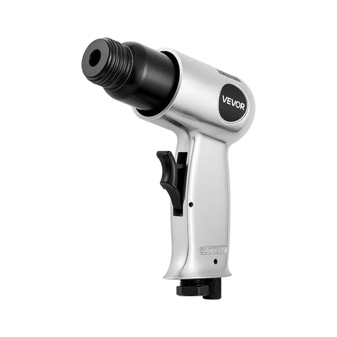 High-impact pneumatic hammer delivers 4500 BPM with a 1.57 in stroke, shown in a side view with ergonomic handle and metallic body.