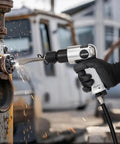 High-impact pneumatic hammer delivers 4500 BPM with a 1.57 in stroke for fast metal cutting, concrete demolition, bolt removal, and scraping