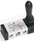 Five Port Two Position Hand Lever Pneumatic Valve 4HA210-08 With Spring Return Manual Control Direct Acting Air Inlet