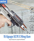 SC7E Pneumatic Hog Ring Gun With Extended Nose For Deep Access, 15 Gauge Three Quarters Inch Crown, 8.8mm Closure