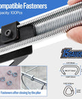 Close-up of 15 gauge fasteners compatible with the Compact Pneumatic Hog Ring Gun With 15 Gauge 3/4 Inch Crown Pliers.