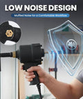 Person using 8mm Pneumatic Hole Puncher For Metal Sheets Heavy Duty Air Punch Tool showing low noise feature