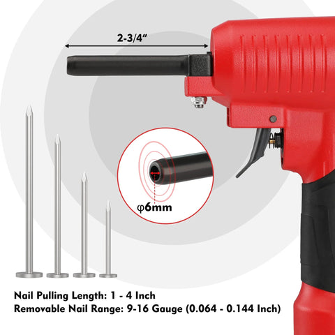 Close-up of a Pneumatic Nail Remover And Denailer For Wood Work Pieces Heavy Duty Punch Nailer Puller 60 To 100 PSI with 6mm nose.