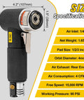 Pneumatic Orbital Sander Kit 1 2 3 Inch With 45 Discs And 3 Backing Pads size specifications details.