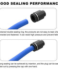 30 Pack Pneumatic Cap Style Plug Fittings Set With Push To Connect Air Line Plugs attached to blue tubing