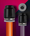 Side view of 30 Pack Pneumatic Cap Style Plug Fittings Set With Push To Connect Air Line Plugs For Five Thirty Second Inch tubing