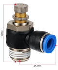 Pneumatic quick connect connector air speed regulating valve Accelerator valve, SL12-01 with brass fittings and blue tubing