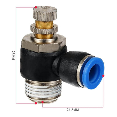 Pneumatic quick connect connector air speed regulating valve Accelerator valve, SL12-01 with brass fittings and blue tubing