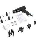 Industrial Grade Pneumatic Rivet Nut Gun Kit With Heads For 10-24 1/4 5/16 And 3/8 Inch Sizes Quick Change Nosepiece 20 Mandrels Included