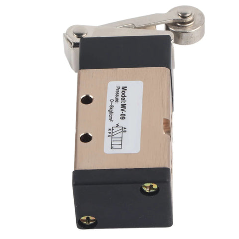 2 Position 5 Way Pneumatic Hand Pull Valve Roller Type Pneumatic Mechanical Valve 1/4" PT Port Aluminum Alloy Pneumatic Switch Valve MV-09 Pneumatic Control Reversing Valve