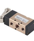 Front view of 2 Position 5 Way Pneumatic Hand Pull Valve Roller Type Pneumatic Mechanical Valve 1/4" PT Port MV-09.