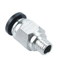 10 Pcs Pneumatic Straight Fittings And 2 Pcs Plastic Push To Connect Straight Union Tube Fittings For PTFE Tubing 4 Mm Outer Diameter And M6 Thread Zinc Alloy And Plastic Build Easy Install Reliable Seal, close-up view of a single fitting