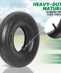 4.00-6 replacement pneumatic tire with tr13 straight valve stem and ribbed treads, universal fit for wheelbarrows and gorilla carts