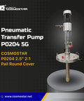 Front view of COSMOSTAR P0204 2:1 Air Operated Pneumatic Oil/Chemical Transfer Pump (Stainless Steel Type, 5 Gallon Drum)