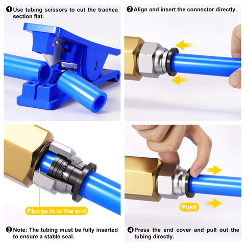 Installation process of PNEUMATIC Male Straight 1/4 Inch Tube OD x 1/4 Inch NPT Thread Push to Connect Fitting PC-1/4-N2