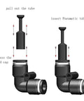 Diagram showing installation of 36 Piece Set Push To Connect Pneumatic Fittings Cap Style Blanking Plugs For One Eighth To One Half Inch Tubing.