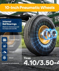10-Inch Pneumatic Wheels for Heavy Duty Mesh Steel Garden Cart Folding Utility Wagon with 880 Lb Capacity, 4.10/3.50-4 tires.