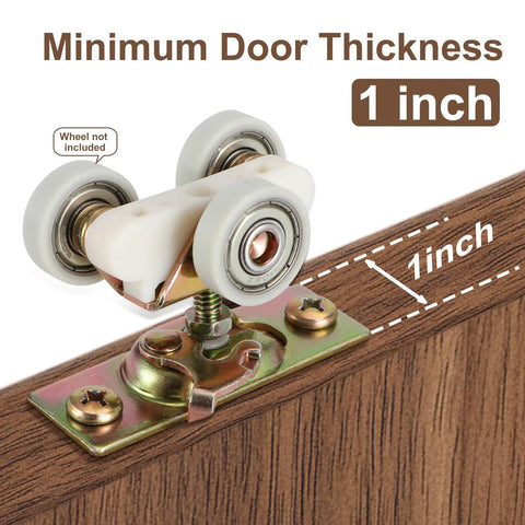 Pocket Door Rollers Connection Plate Set For Sliding Doors And RV Pocket Doors, Zinc Plated, shown installed on 1-inch thick door