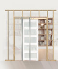 Installed Sliding Pocket Door 30 X 80 With 5 Lite Frosted Glass And Hardware Kit Solid Wood And MDF Slab, library setting