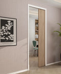 Pocket Door Hardware And Track Set 72 Inch Sliding Door Aluminum Alloy Box Rail For Single Wooden Door installed view