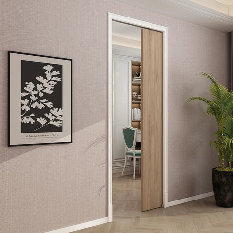 Pocket Door Hardware And Track Set 72 Inch Sliding Door Aluminum Alloy Box Rail For Single Wooden Door installed view