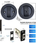 Pocket Door Keyed Lock With Flush Handles For Recessed 2 Sided Sliding Barn Door Latch, Round Contemporary Entrance Hardware