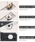 Invisible Recessed Pocket Door Lock With Hidden Handle And Keys, Ideal For Sliding Barn Wood Doors, Silver Finish, lock features.