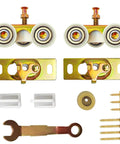 Two Pack Pocket Door Frame Roller Set For Sliding Doors Top Hanger Rollers For Johnson Hardware Kit 1125 And 1500 with components shown