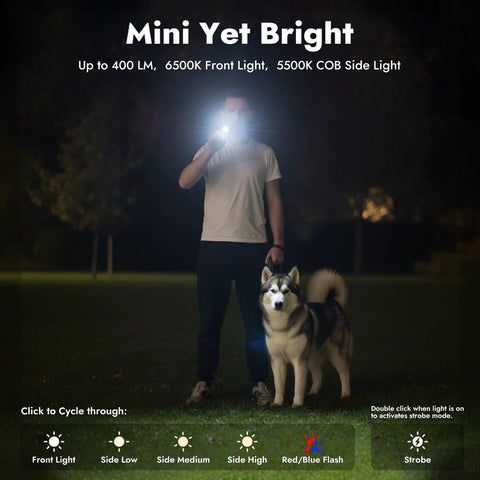 Person demonstrating compact multi mode pocket flashlight delivers 675 lumens, USB C recharge, IPX4 under night conditions