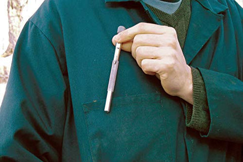 Person placing pocket model tool in shirt pocket from Grease Joint Rejuvenator Master Kit Large With Pro Model 7862 And Pocket Model 7864
