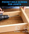 Drilling pocket hole joint with FIXLINK Pocket Hole Screws 1-1/4 Inch, #8 X 1-1/4", for indoor outdoor use.