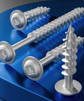 ✝️ Wensilon (White) Pocket Hole Screws # 8 * 1" 1049pcs 5lbs Square Hole Wood Screws displayed on blue surface