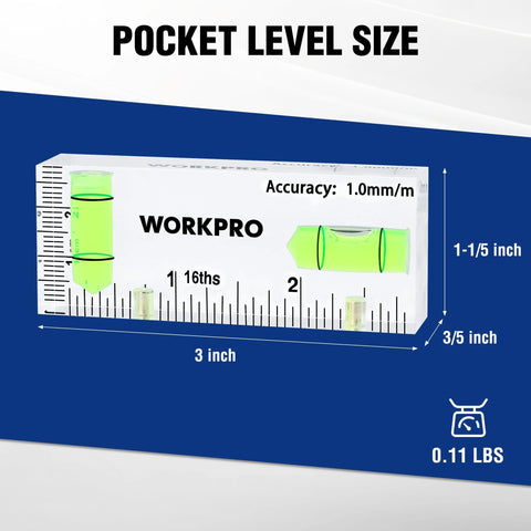 Compact magnetic 3 inch mini level with two bubbles provides hands free alignment on metal surfaces, dimensions marked.