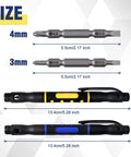 4-In-1 Pocket Screwdriver Pen Tool Set, Double-Ended With Phillips And Flat Head Bits, shown with size details