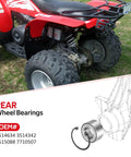 Rear Wheel Bearings For Polaris ATVs And UTVs Heavy Duty Fitment For Trail Blazer 330 Trail Boss 330 Outlaw 500 525 Sportsman 300 400 500 ATP 330 500 Hawkeye 300 35 x 64 x 37 Mm JAVIK next to ATV rear wheels.