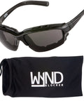 Blocker Polarized Motorcycle Riding Sunglasses Sports Wrap Black Smoke Lens with carrying pouch