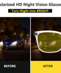 Polarized Night Vision Driving Glasses With Yellow Lens For Men And Women demonstrating glare reduction at night