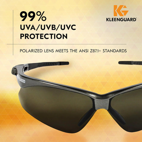 Polarized Safety Glasses With Smoke Lenses Gunmetal Frame Unisex Case Included