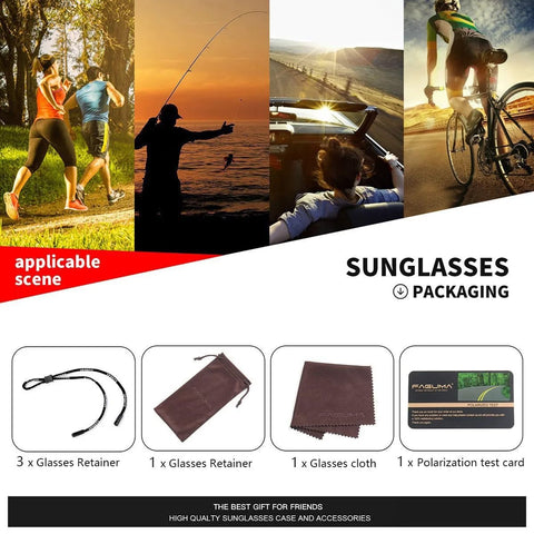 Polarized Sunglasses For Men UV400 Protection Cycling Driving Fishing packaging and accessories
