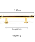 10 Pack Polished Brass Kitchen Cabinet Pulls 3 Inch Hole Center Solid Zinc Alloy Handles showcasing dimensions and weight