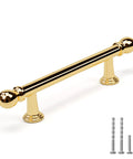 10 Pack Polished Brass Kitchen Cabinet Pulls 3 Inch Hole Center Solid Zinc Alloy Handles with screws