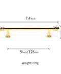 10 Pack Polished Brass Cabinet Pulls 5 Inch Hole Center 128mm Solid Zinc Alloy Handles dimensions view