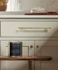 Installed 10 Pack Polished Brass Cabinet Pulls 7.5 Inch Hole Center Solid Zinc Alloy Drawer Handles on kitchen cabinet
