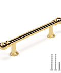 10 Pack Polished Brass Kitchen Drawer Pulls 3-3/4 Inch Center To Center Solid Zinc Alloy Cabinet Handles with screws shown