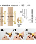 Installation guide with 10 Pack Polished Brass Kitchen Cabinet Pulls 3 Inch Hole Center Solid Zinc Alloy Handles for thickness 17-20mm.