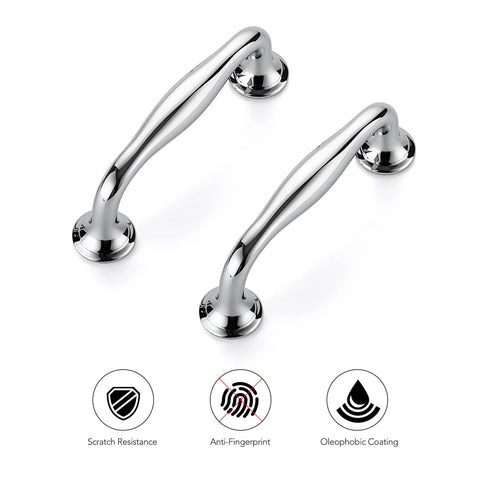 3 Inch Polished Chrome Cabinet Handles Solid Zinc Alloy Pulls For Cupboards And Drawers 10 Pack Modern Kitchen Hardware shown