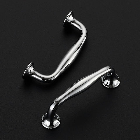 3 Inch Polished Chrome Cabinet Handles Solid Zinc Alloy Pulls For Cupboards And Drawers shown against a black background
