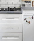 Polished Chrome Cabinet Pulls Set Of 2, 3 Inch Hole Center Square Handles for modern kitchen cabinets and drawers