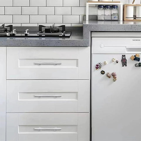Polished Chrome Cabinet Pulls Set Of 2, 3 Inch Hole Center Square Handles for modern kitchen cabinets and drawers