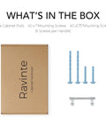Box contents for 20 Pack 3 Inch Hole Center Solid Kitchen Cabinet Handles In Polished Chrome Dresser Pulls and screws.